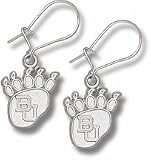 Baylor Bears 1/2 BU Paw Dangle Earrings - Sterling Silver Jewelry