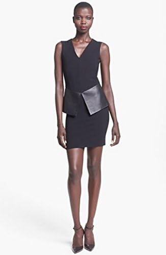 ROBERT RODRIGUEZ Womens Dress Knit Faux Leather Peplum Black Sz 8 170927FI
