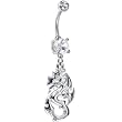 Crystalline Double Gem Hollow Celtic Dragon Belly Ring