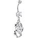 Crystalline Double Gem Hollow Celtic Dragon Belly Ring