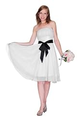 Strapless Chiffon/Satin/Knit  Bridesmaid Dress  With a Bow(s) and a Sash 