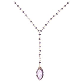 Gold Overlay Sterling Silver Faceted Amethyst and Pink Amethyst Drop Necklace,... by Amazon.com Collection