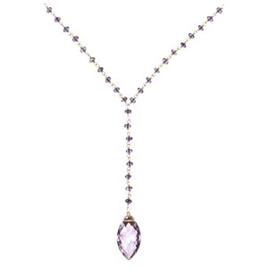 Gold Plated Sterling Silver Faceted Amethyst and Pink Amethyst Drop Necklace,... by