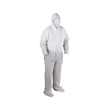 High Five AC193 Microporous WBP Coverall with Hood, Boots, Zip Front, Elastic Wrists and Ankles, Large, White (Case of 25)