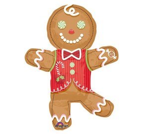 Red Striped Vested Gingerbread Man Icing Candy Cane Gumdrops 34