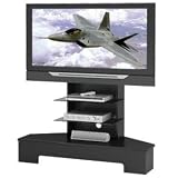 Plasma/LCD Tv Stand- Tempered Glass Shelves- Black-