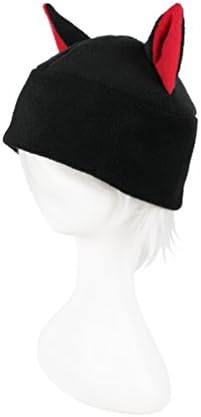 Beanie-style Black Cat Hat with Red Inner Ears Super Cute Anime Style Adult Sized