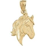 14K Yellow Gold Horse Head Pendant
