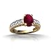 14K Yellow Gold Genuine Oval Ruby and Diamond Ring