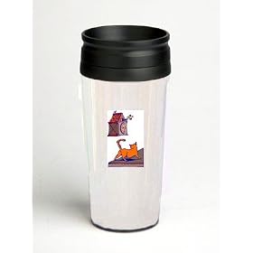 16 oz. Double Wall Insulated Tumbler with cat with clock - Paper Insert by SHOPZEUS