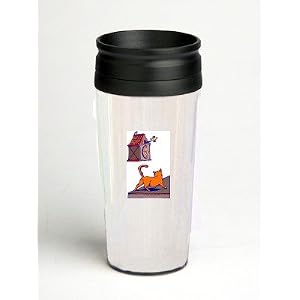 16 oz. Double Wall Insulated Tumbler with cat with clock - Paper Insert by SHOPZEUS