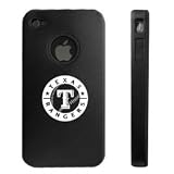Apple iPhone 4 4S 4G Black Aluminum & Silicone Case Texas Rangers