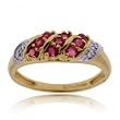Round Ruby & Diamond Ring w Natural Yellow Gold Band
