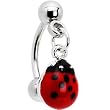 Lady Bug Red Dangle Eyebrow Ring