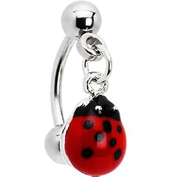Lady Bug Red Dangle Eyebrow Ring