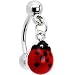 Lady Bug Red Dangle Eyebrow Ring