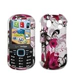 Samsung Intensity 2 U460 White and Purple Flower Design Hard Cover Crystal  ....