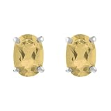 Sterling Silver Genuine Citrine Oval Stud Earring