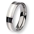 Sterling Silver Inlaid Flat Polished Titanium Ring (6.0 mm) - Sizes 6-13