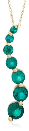 10k Yellow Gold May Birthstone Created Emerald Journey Pendant, 18