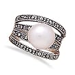 4 Marcasite Bands with a Cultured Freshwater Pearl Ring