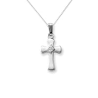Sterling Silver Children's Diamond Cross Pendant, 15
