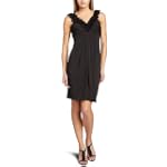 Maggy London Women's Ruffle Neck Matte Jersey Babydoll Dress,Black,4