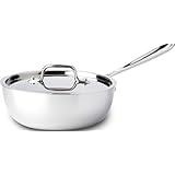 All-Clad 4212 Stainless Steel Tri-Ply Bonded Dishwasher Safe Saucier Pan with Lid / Cookware, 2-Quart, Silver