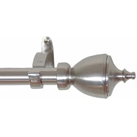 Window Curtain Rod Drapery Rod 28 Inch - 48 Inch Metal Urn Nickel by Backyard Bargain LLC