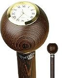 Royal Canes -Wenge Wood Small Ball Clock Handle Walking Stick With Wenge Shaft And Brass Collar