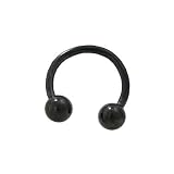 Black Anodized Titanium Horseshoe Ring - 14 Gauge - 1/2 Inch