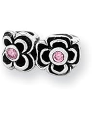 Pink CZ Connector Charm in Silver for 3mm Charm Bracelets