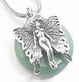 Faery with Butterfly Wings on Green Aventurine Sterling Silver Pendant