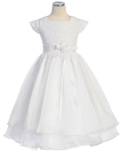 New White Lace & Organza Flower Girl Dress Sz 2 to 12 Girls