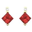 14K Yellow Gold Chatham Created Ruby and Diamond Earrings