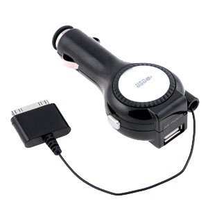 Apple Iphone Retractable Car Charger Usb
