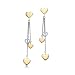Designer Inspired Silver & Gold 3 Dangling Hearts Post Earrings