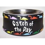 503152C Cat Dish Removeable Stainless Steel Dish with Catch of the Day w Mice saying Small...
