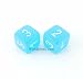 WCXPF0616E2 Caribbean Blue Frosted D6 Dice 2pc White Numbers Aprox 16mm