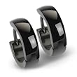 Spikes 316L Stainless Steel Black Hinged Hoop Earrings