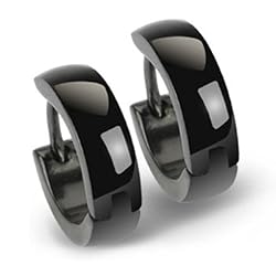 Spikes 316L Stainless Steel Black Hinged Hoop Earrings