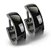 Spikes 316L Stainless Steel Black Hinged Hoop Earrings