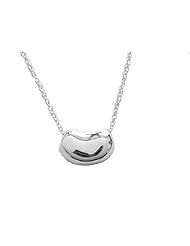 .925 Sterling Silver Kidney Bean Pendant Charm Necklace 18"