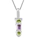 Elegant Peridot, Amethyst Sterling Silver Long Pendant With 18 Box Chain