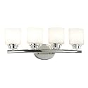 Kenroy Home 3393 Bow Four-Light Vanity, Polished Nickel with White Globes