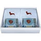 Double Gift Box with Dachshund Brown Soap & Towel