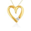 14K Yellow Gold Diamond Solitaire Heart Pendant (103351)