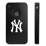 Apple iPhone 4 4S 4G Black Aluminum & Silicone Case New York Yankees