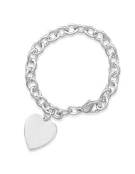 Sterling Silver Cable Bracelet with 21mm Heart - 7.5 inch