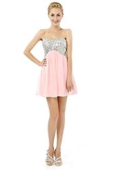 Chiffon Beaded Sequined Short Empire   Waistline Evening Dress/Homecoming Dress/Prom Dress/Wedding Party Dress/Mini Dress 
